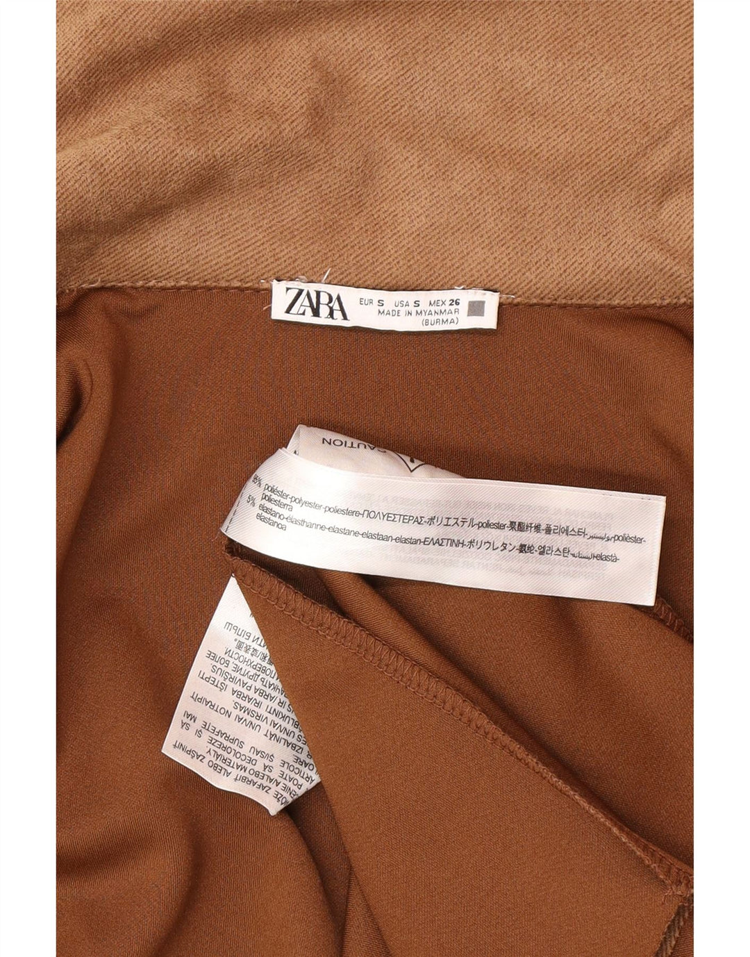 Zara Damen Übergroßer offener Mantel UK 10 Small Braun Polyester
