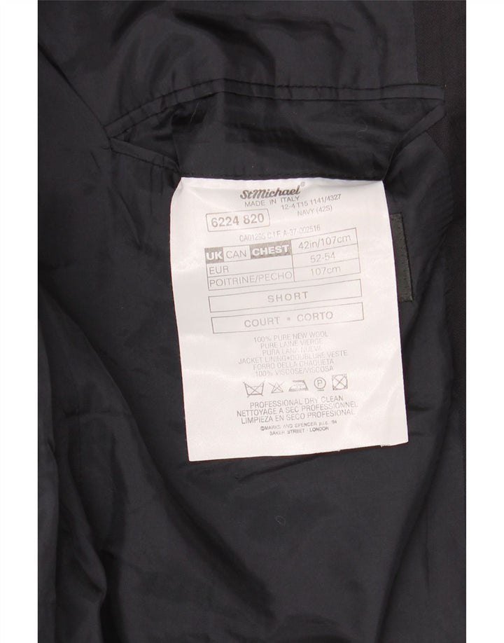 Marks & Spencer Herren 2-Knopf-Blazerjacke UK 42 XL Marineblaue Schurwolle