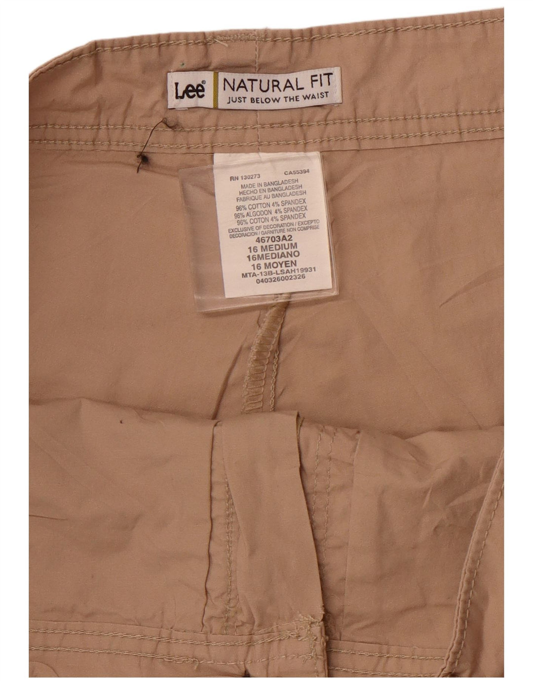 LEE Damen Mini-Skort US 16 2XL Braune Baumwolle