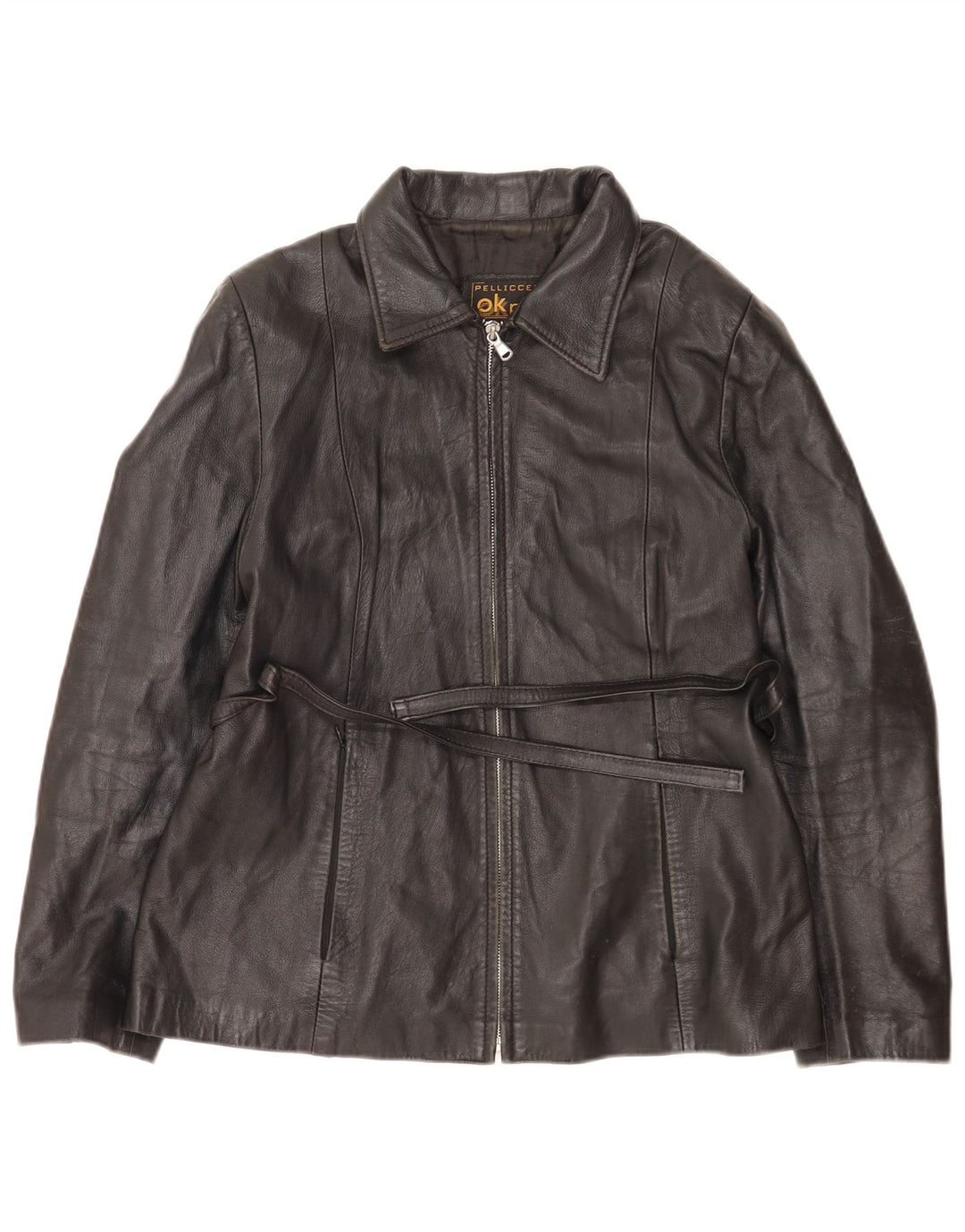 Pellicceria Damen Lederjacke UK 14 Medium Schwarz