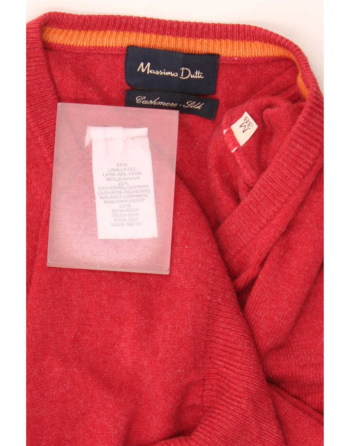 Massimo Dutti Herren-Pullover mit V-Ausschnitt aus mittelroter Wolle