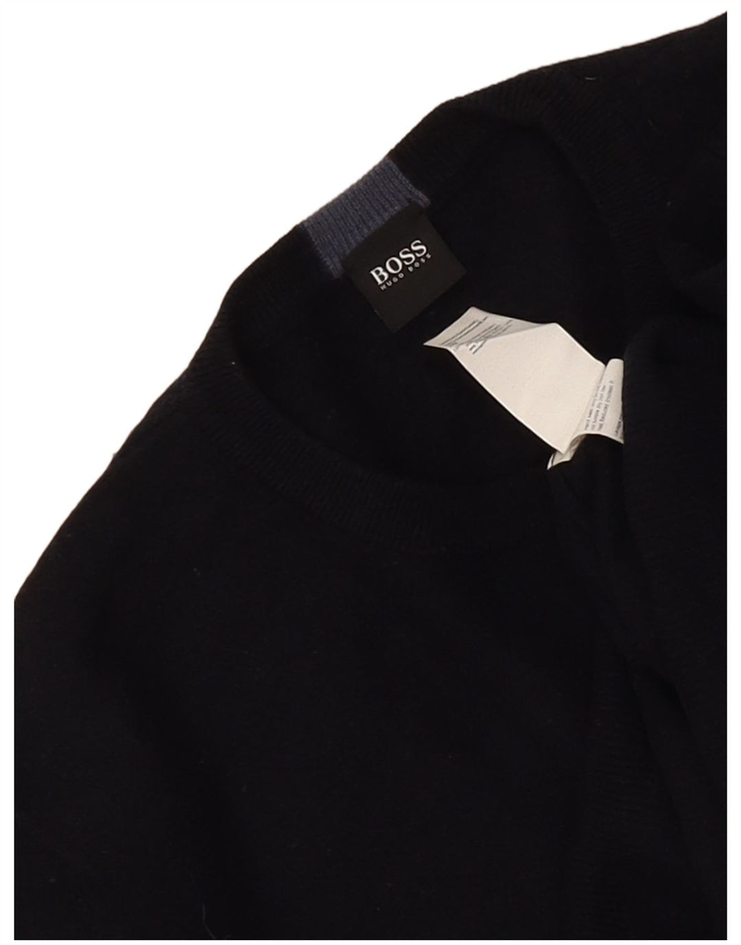 Hugo Boss Herren-Pullover mit Rundhalsausschnitt, groß, marineblaue Schurwolle