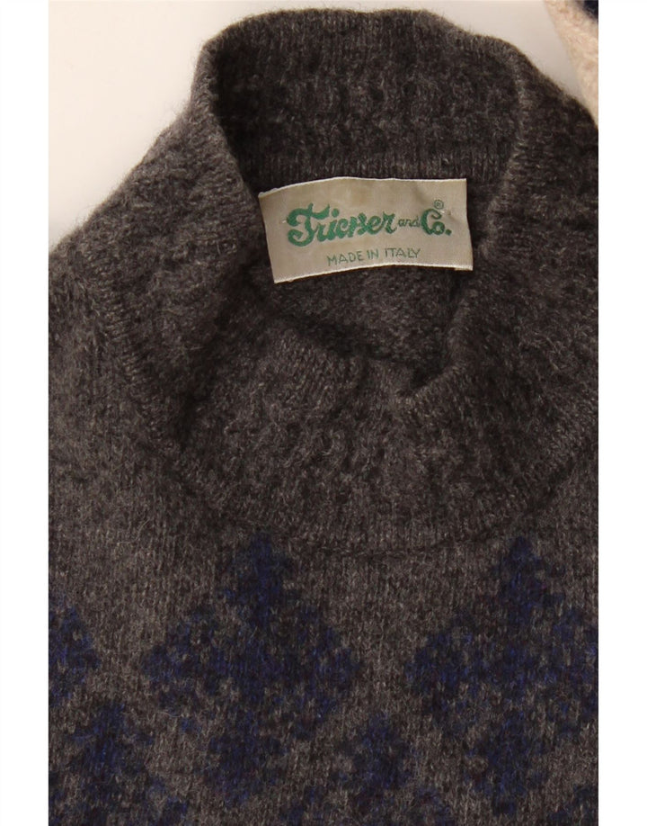 VINTAGE Herren Rollkragenpullover Pullover XL Beige Argyle/Diamant