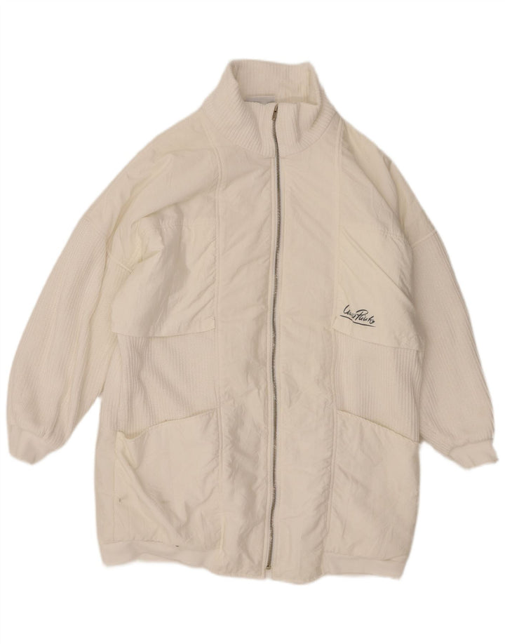 VINTAGE Damen Übergroßer Windjacke-Mantel EU 38 Mittelweißes Polyamid