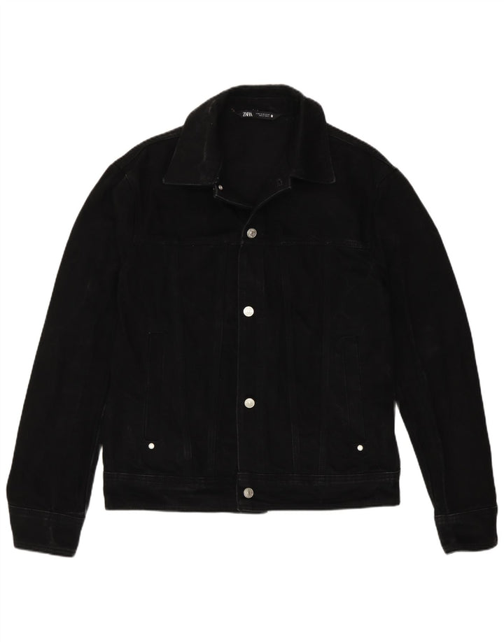 Zara Herren Jeansjacke UK 38 Mittelschwarze Baumwolle