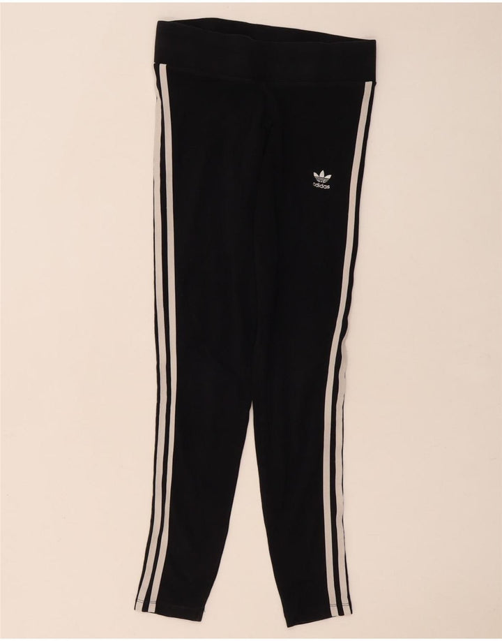 Adidas Damen Leggings UK 10 Small Schwarz Baumwolle