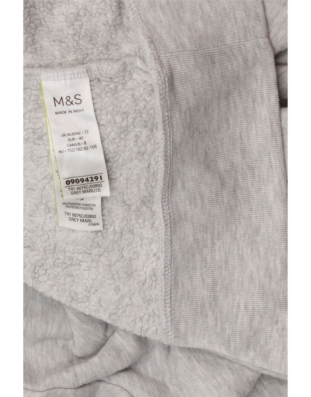 Marks & Spencer Damen Kapuzenpullover UK 12 Mittelgrau gefleckte Baumwolle