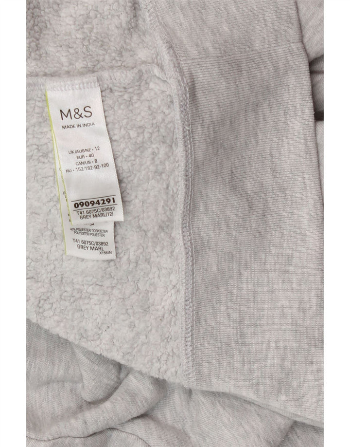 Marks & Spencer Damen Kapuzenpullover UK 12 Mittelgrau gefleckte Baumwolle