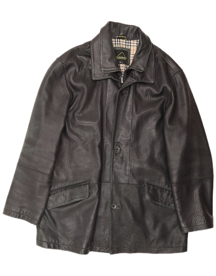 SUMMIT Herren Ledermantel UK 42 XL Schwarzes Leder