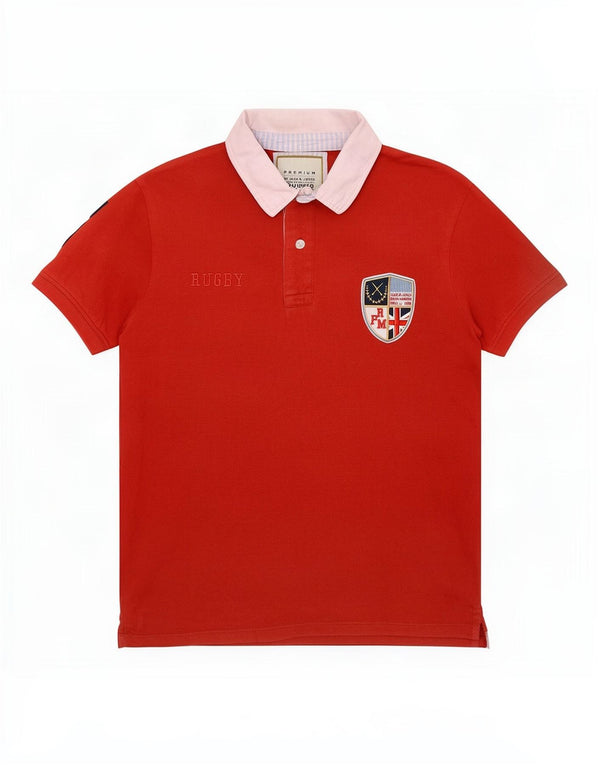 Jack & Jones Herren-Rugby-Poloshirt mit Grafik, mittelorangefarbene Blockfarben-Baumwolle