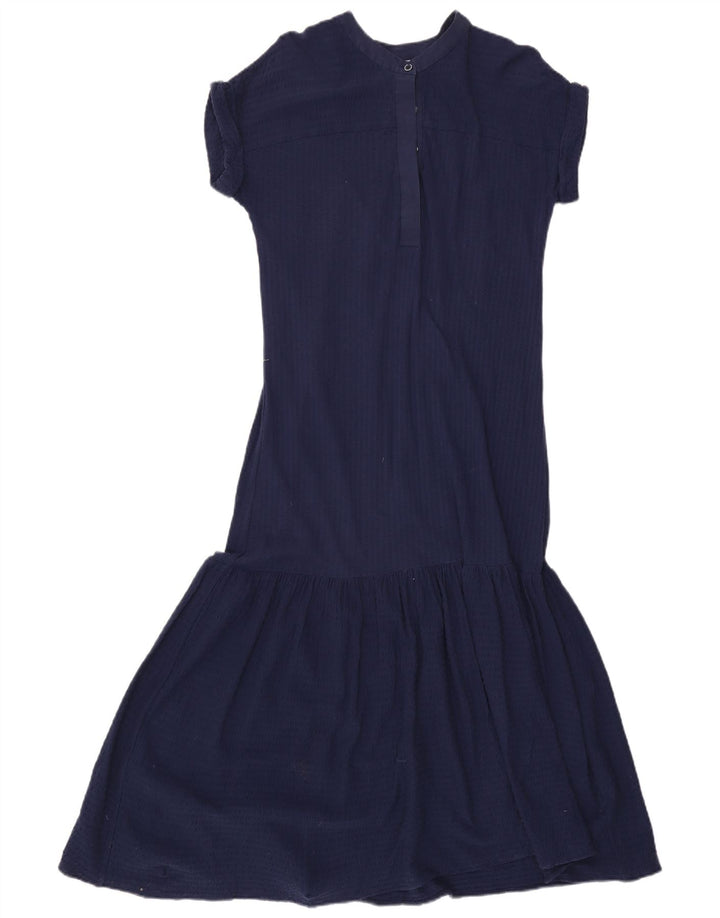 Jigsaw Damen Maxikleid UK 10 Small Marineblau Baumwolle
