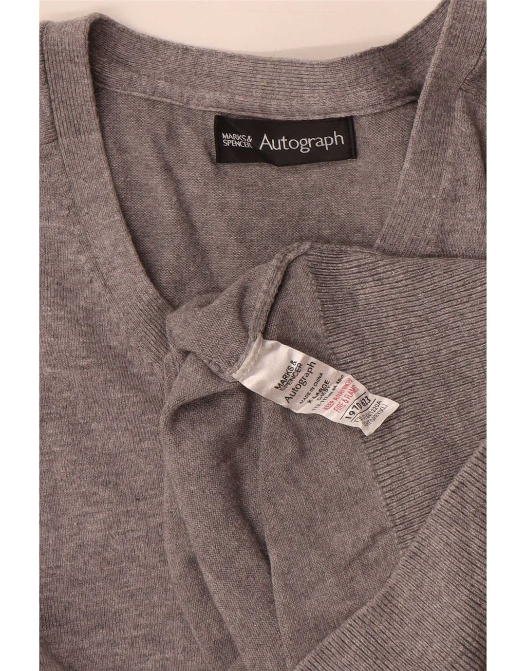 Marks & Spencer Herren Autograph V-Ausschnitt Pullover Pullover XL Grau Baumwolle