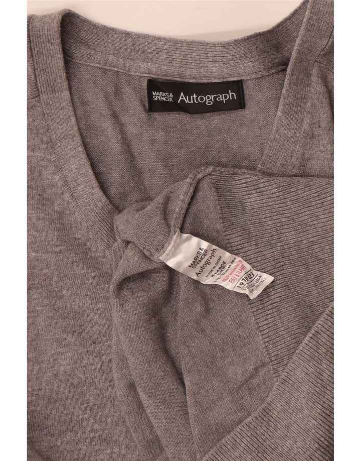 Marks & Spencer Herren Autograph V-Ausschnitt Pullover Pullover XL Grau Baumwolle