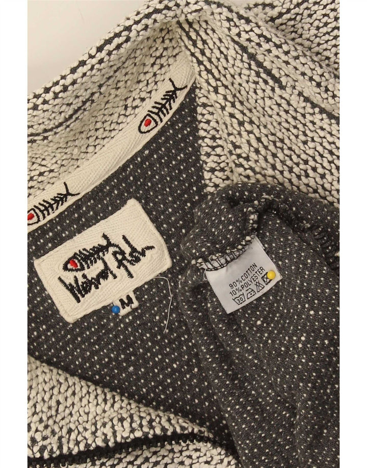 Weird Fish Herren-Sweatshirt mit Reißverschluss am Hals, Mittelgrau gesprenkelte Baumwolle