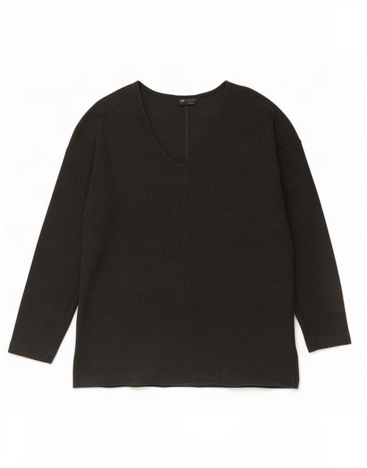 Marks & Spencer Damen Übergroßes Top Langarm UK 12 Mittelgraue Baumwolle