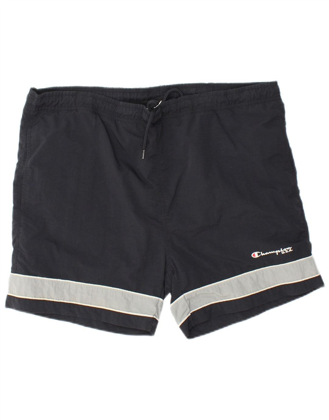 CHAMPION Herren-Sportshorts, groß, schwarzes Colourblock-Polyamid