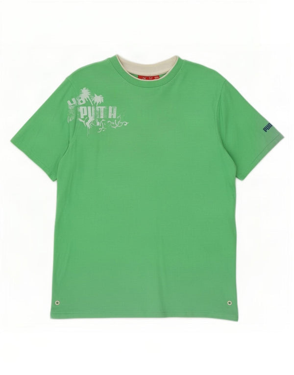 Puma Herren Grafik T-Shirt Top Small Grün