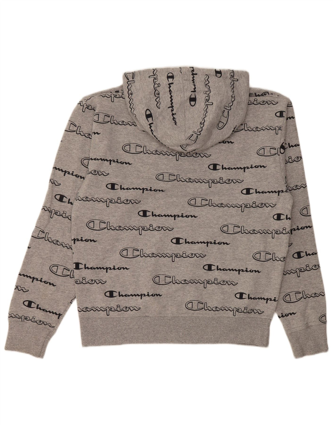 CHAMPION Mens Graphic Hoodie Jumper Medium Grey Cotton
