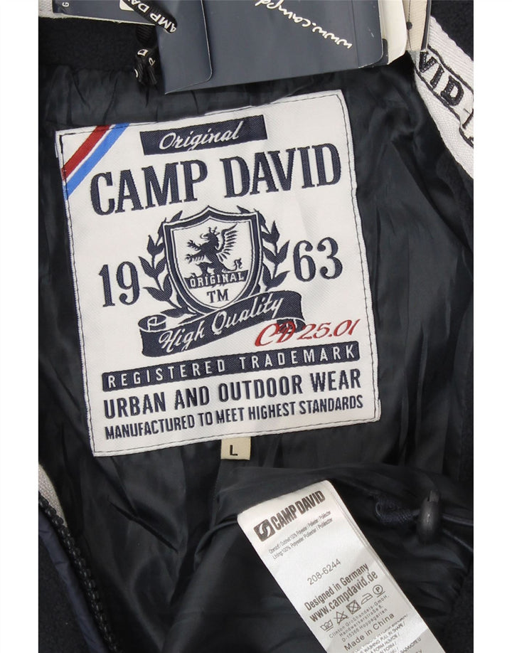 Camp David Herren-Bomberjacke mit Grafik, UK 40, Größe L, Marineblau, Farbblock