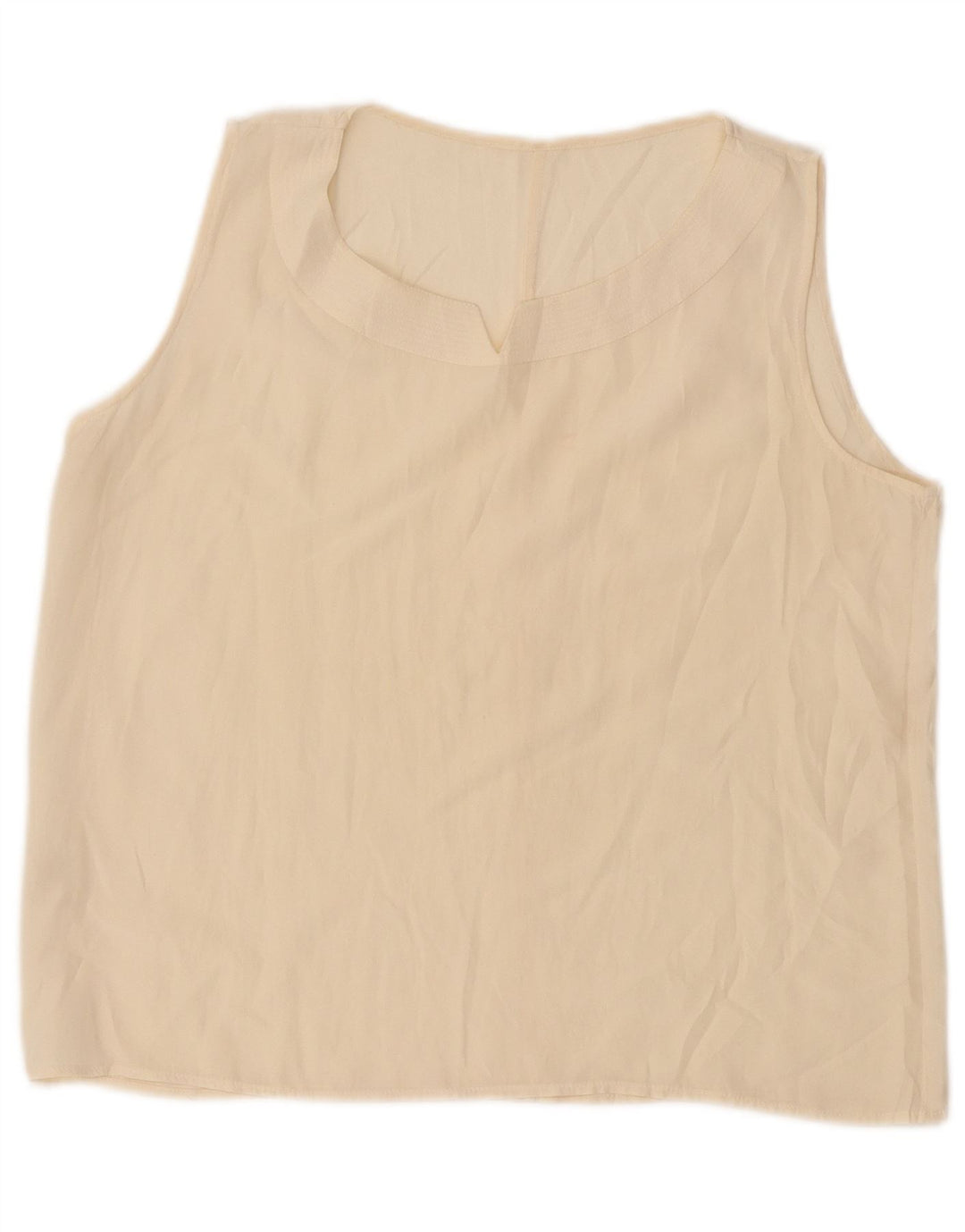 Vintage Damen Crop Ärmelloses Blusentop UK 14 Große cremefarbene Seide