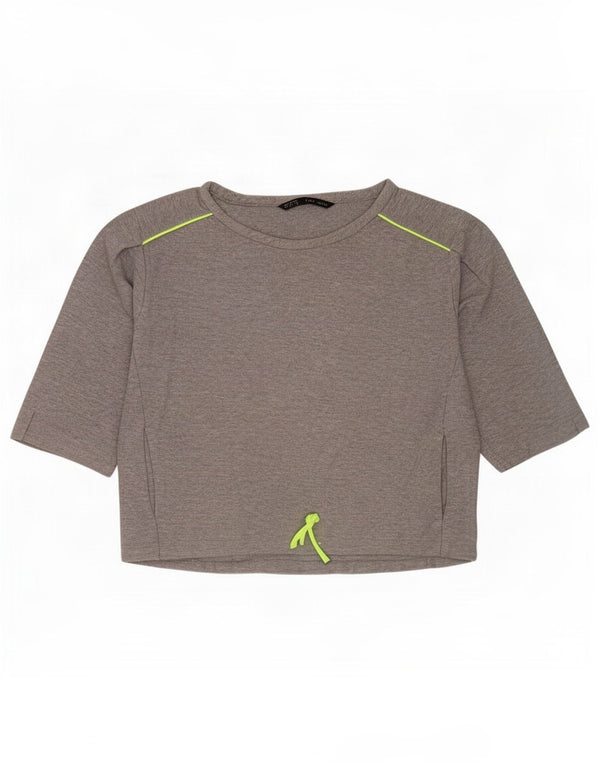 Zara Damen-Sweatshirt mit 3/4-Ärmeln, UK-Gr. 14, Mittelgrau