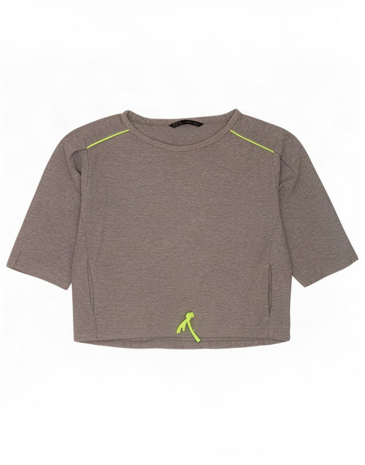 Zara Damen-Sweatshirt mit 3/4-Ärmeln, UK-Gr. 14, Mittelgrau