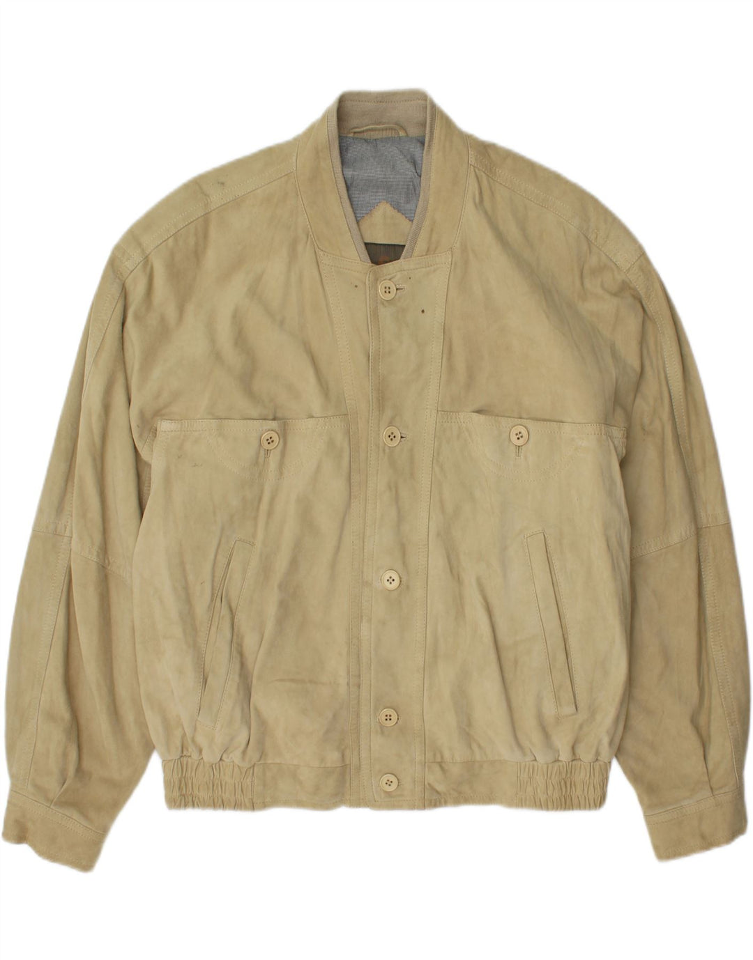 STRIWA Mens Suede Bomber Jacket IT 48 Medium Beige Leather Vintage Striwa and Second-Hand Striwa from Messina Hembry 