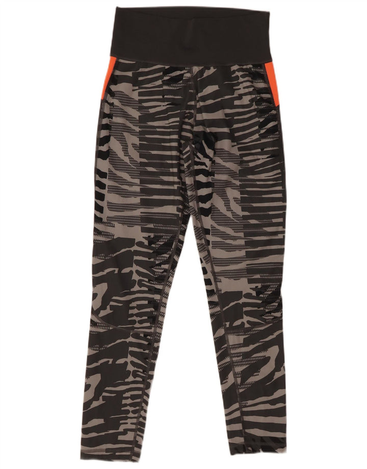 Adidas Damen Climalite Leggings UK 12 Mittelgraues Tiermuster