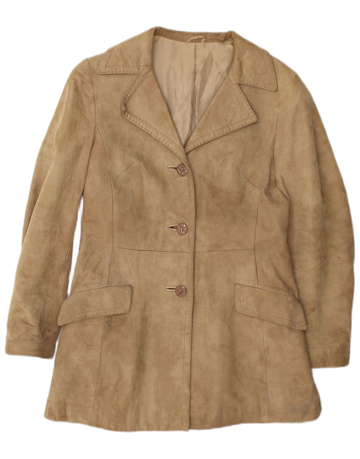 Vintage Damen Wildlederjacke UK 10 Small Beige