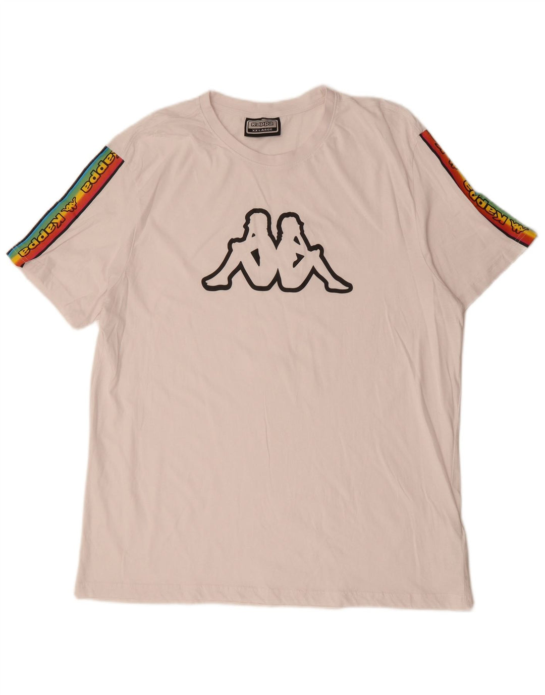 KAPPA Herren Grafik-T-Shirt Top 2XL Weiße Colourblock-Baumwolle