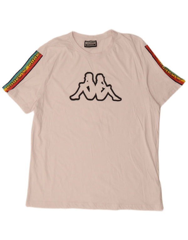 KAPPA Herren Grafik-T-Shirt Top 2XL Weiße Colourblock-Baumwolle