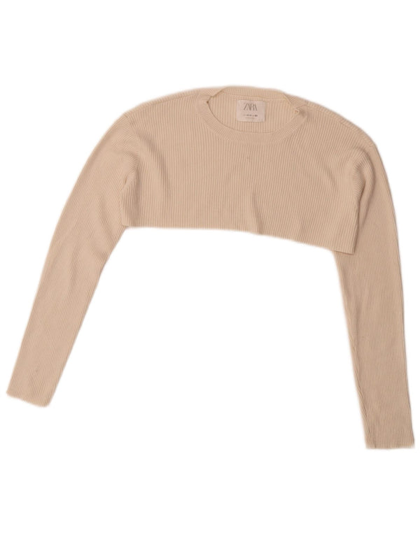 Zara Langarm-Crop-Top für Mädchen, 13–14 Jahre, gebrochenes Weiß