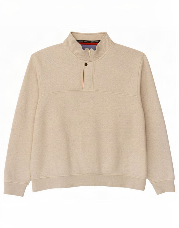 Orvis Herren-Sweatshirt mit Reißverschluss am Hals, 2XL, weiß gesprenkelte Baumwolle