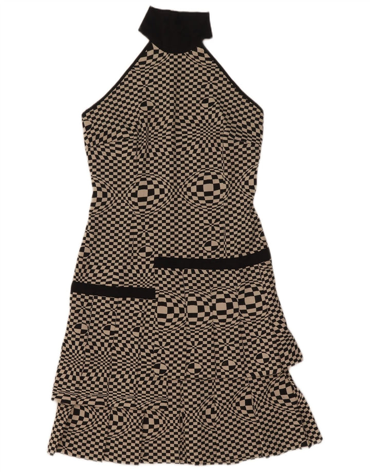 Flavio Castellani Damen Neckholder-Kleid IT 44 Mittelschwarz Geometrisch
