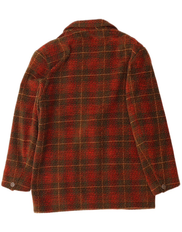 VINTAGE Damen Blazerjacke mit 2 Knöpfen, US 10, großes rotes Karo-Acryl