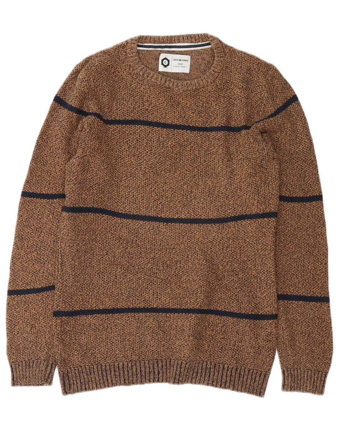 Jack & Jones Herren Core Pullover mit Rundhalsausschnitt, groß, braun gestreift, Baumwolle
