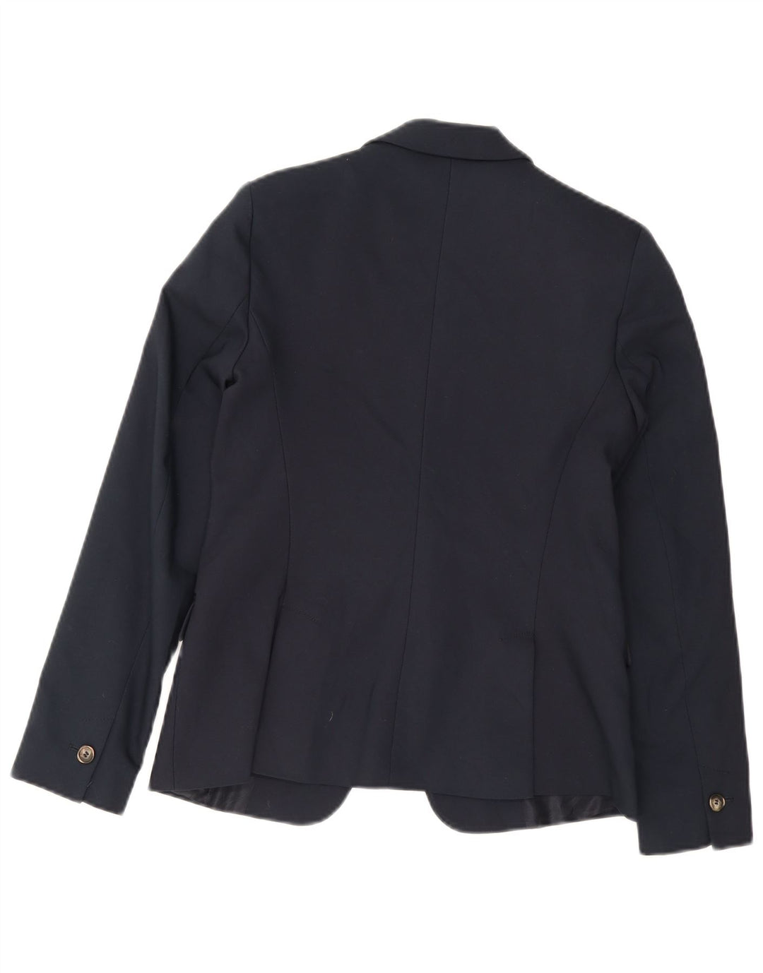 Zara Damen 1-Knopf-Blazerjacke UK 12 Mittelmarineblaue Baumwolle