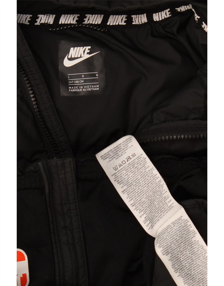 Nike Wattierte Jacke mit Kapuze für Jungen, 12–13 Jahre, Größe L, Schwarz, Polyester