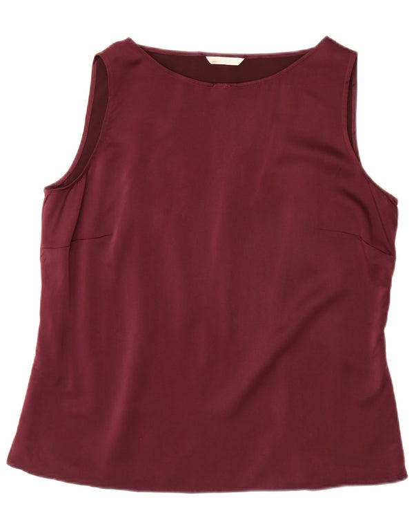 Marks & Spencer Damen ärmelloses Blusenoberteil UK 18 XL Burgunderrot Polyester