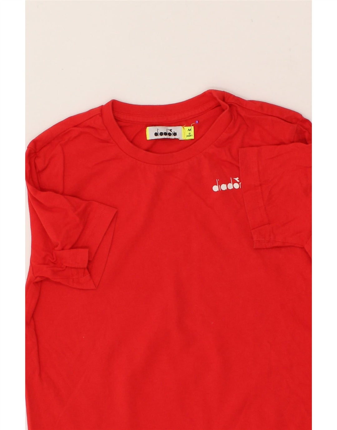 DIADORA Boys T-Shirt Top 7-8 Years Medium  Red Cotton Vintage Diadora and Second-Hand Diadora from Messina Hembry 