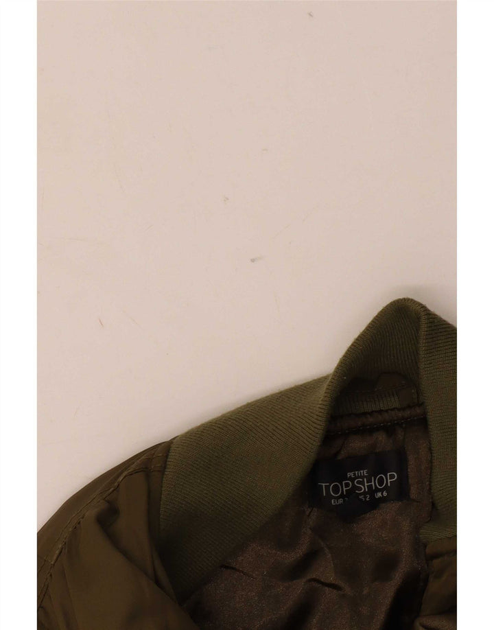Topshop Damen Bomberjacke UK 6 XS Khaki Polyester