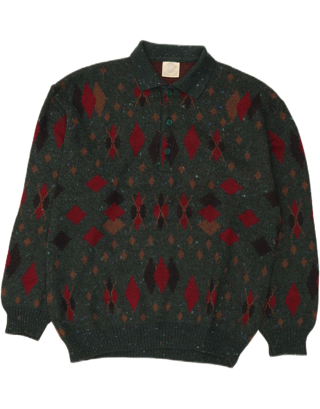 LINEA Herren-Pullover mit Rollkragen, IT 50, mittelgrün, Argyle/Diamant