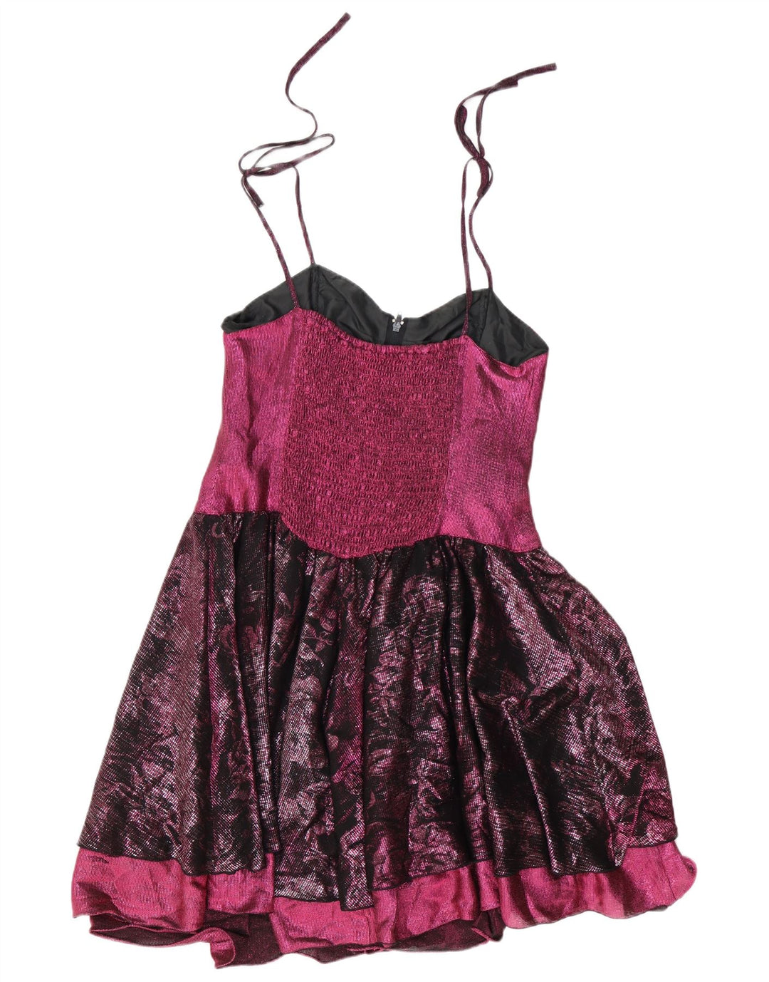 Vintage Damen Sonnenkleid UK 12 Mittelrosa Farbblock