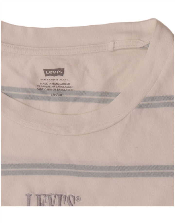 Levi's Damen T-Shirt Top UK 10 Small Weiß gestreift