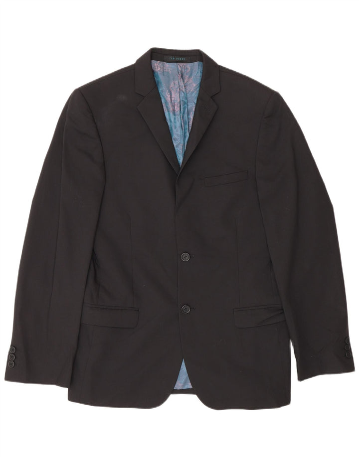 Ted Baker Herren-Blazer mit 2 Knöpfen, UK 38, mittelschwarze Wolle