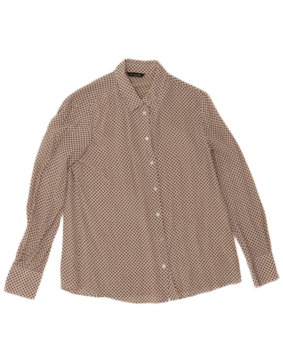 Massimo Dutti Damen Hemdbluse EU 38 Kleine beige geometrische Seide
