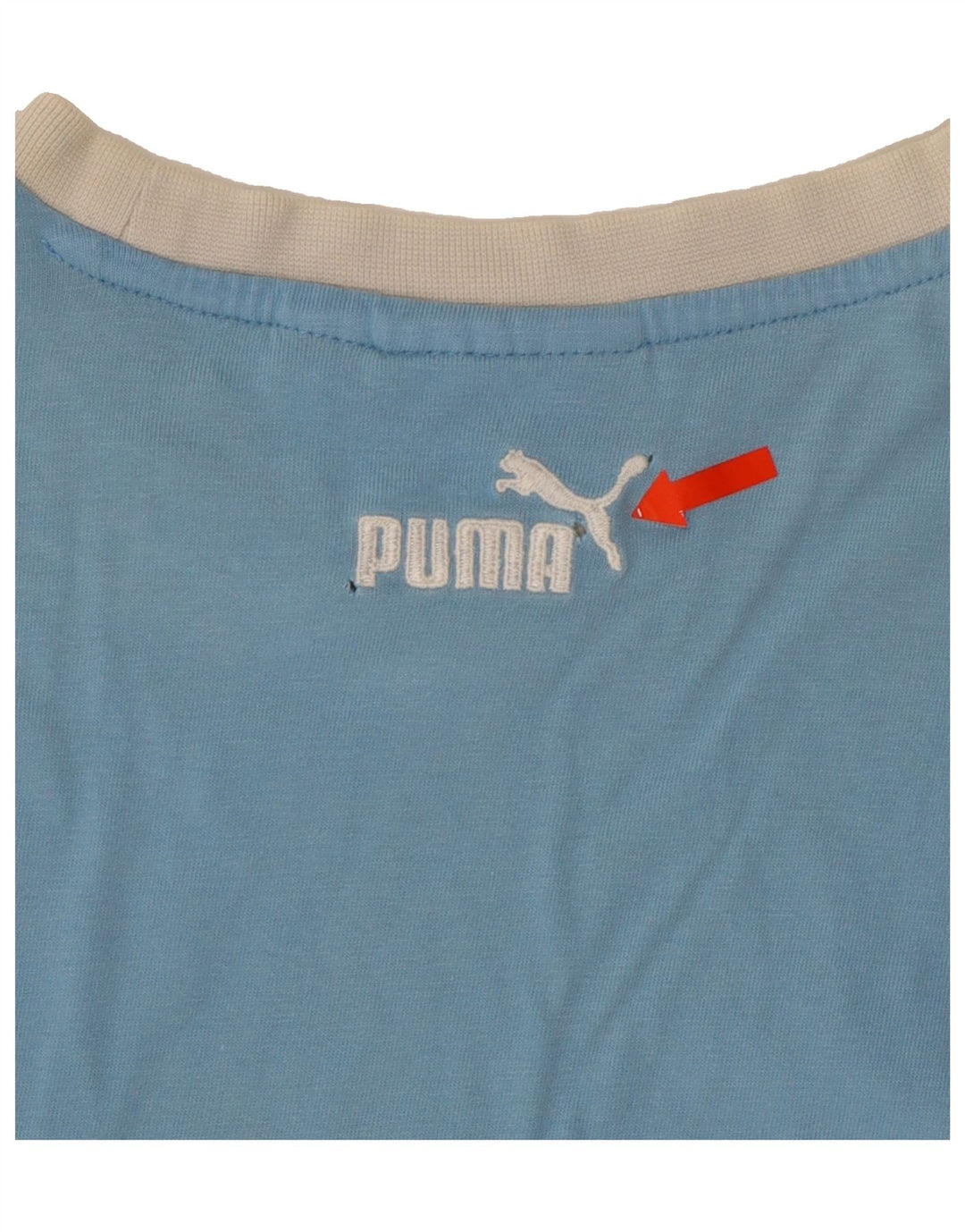 PUMA Mens Graphic T-Shirt Top Large Blue Cotton Vintage Puma and Second-Hand Puma from Messina Hembry 