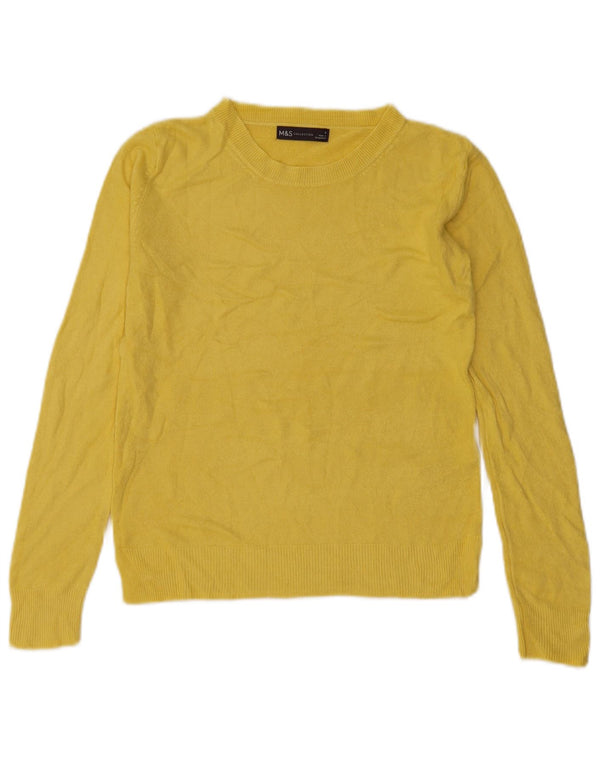 Marks & Spencer Damen-Pullover mit U-Boot-Ausschnitt, Gr. 8, Small, Gelb, Acryl