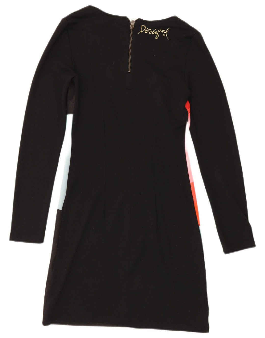 Desigual Damen Basic-Kleid UK 12 Mittelschwarzes geometrisches Polyester