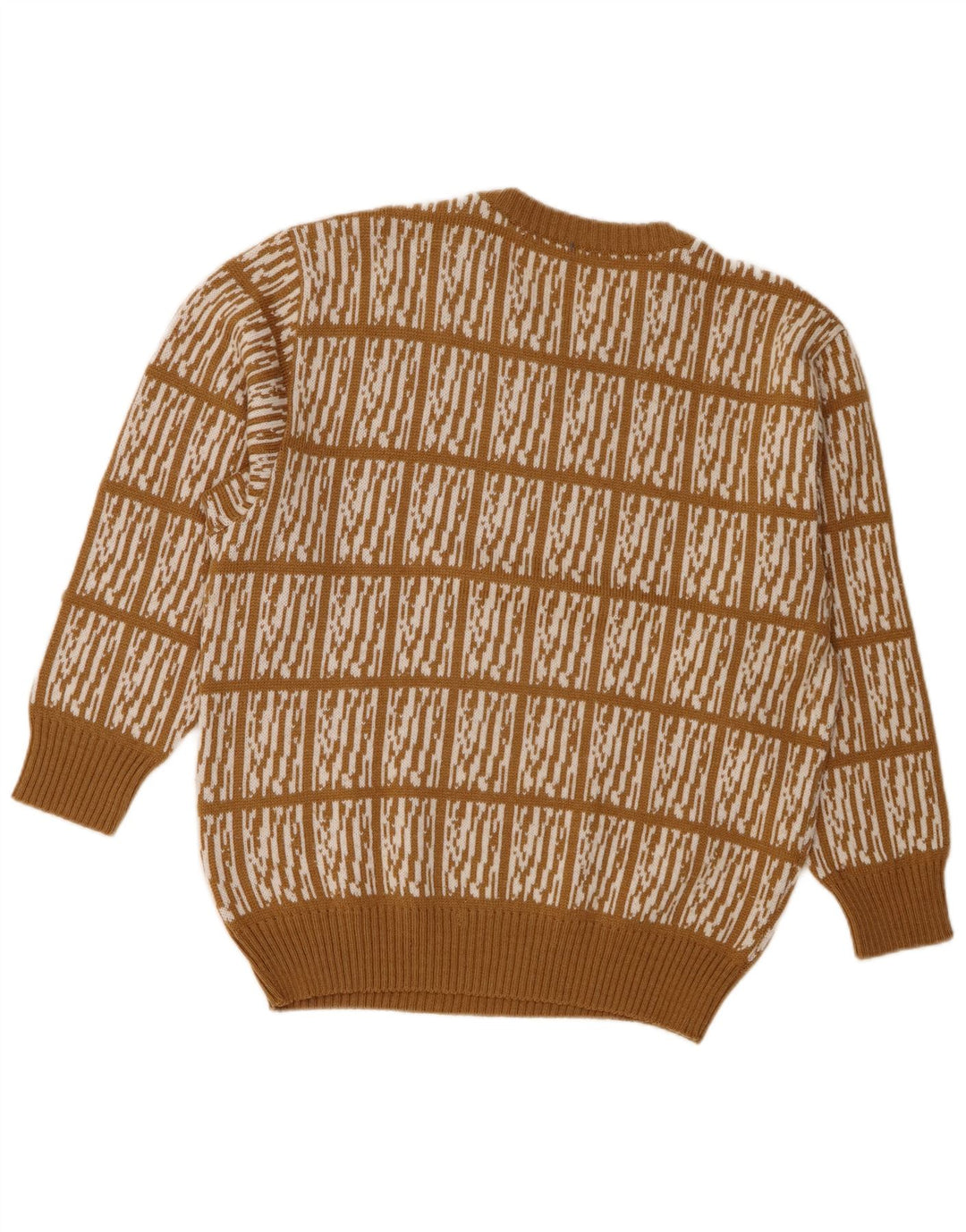 Rasica Herren-Pullover mit Rundhalsausschnitt, mittelbeige karierte Wolle